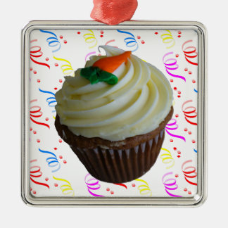 Carrot Cake Cupcake with Confetti Metal Tree Decoration