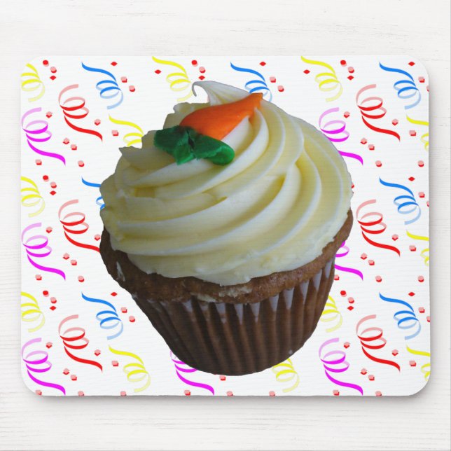 Carrot Cake Cupcake with Confetti Mouse Pad (Front)