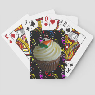 Carrot Cake Cupcake with Confetti Playing Cards