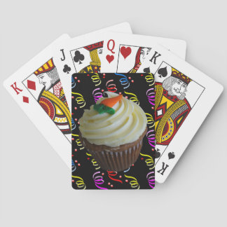 Carrot Cake Cupcake with Confetti Playing Cards
