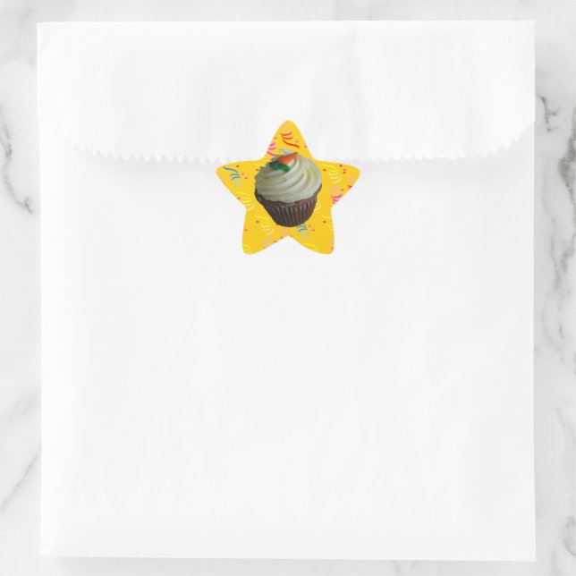 Carrot Cake Cupcake with Confetti Star Sticker (Bag)
