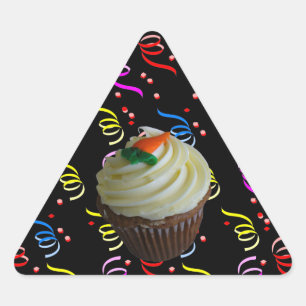 Carrot Cake Cupcake with Confetti Triangle Sticker