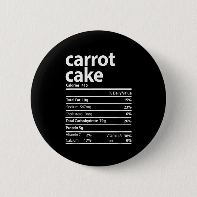 Carrot Cake Nutrition Facts Thanksgiving Christmas 6 Cm Round Badge (Front)