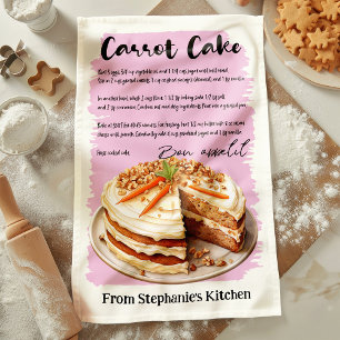 Carrot Cake Recipe Personalised Tea Towel