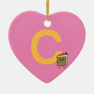 Carrot Cake Slice bunny teeth icing dessert Ceramic Tree Decoration