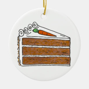 Carrot Cake Slice Cream Cheese Frosting Bakery Ceramic Tree Decoration