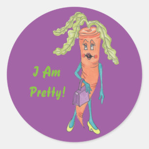 Carrot Cara Glossy Round Sticker