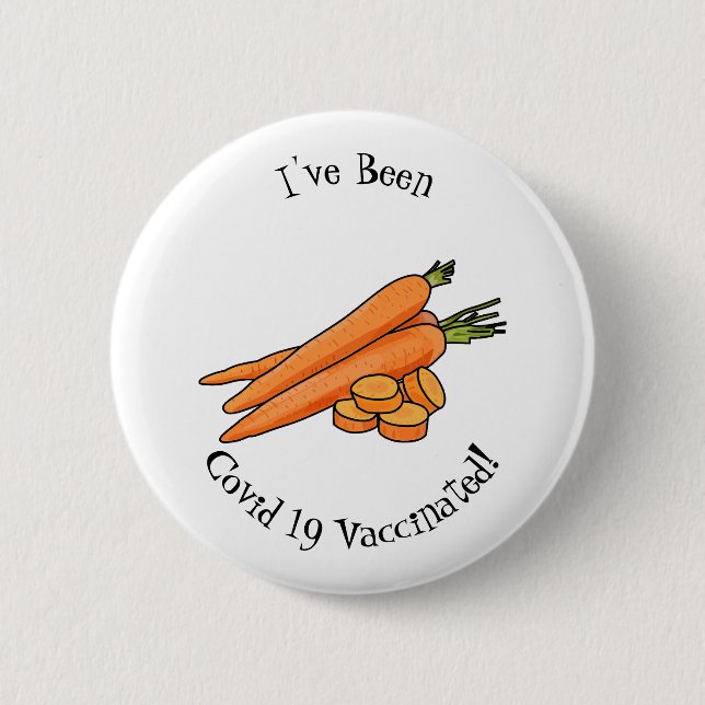 Carrot cartoon illustration 6 cm round badge (Front)