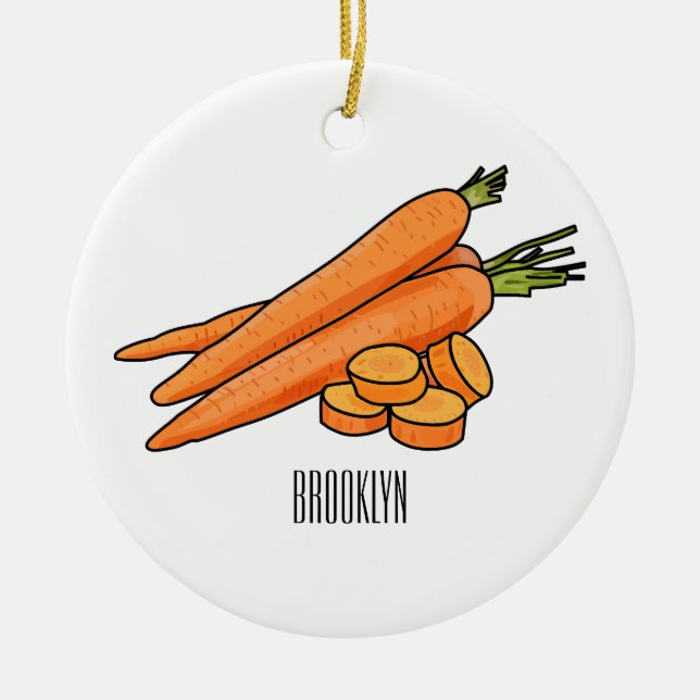 Carrot cartoon illustration ceramic tree decoration (Front)