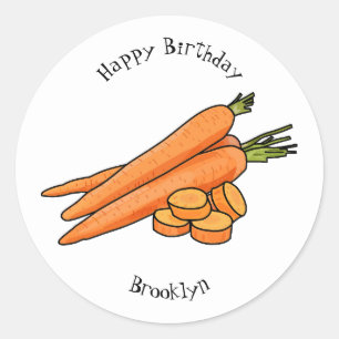Carrot cartoon illustration classic round sticker