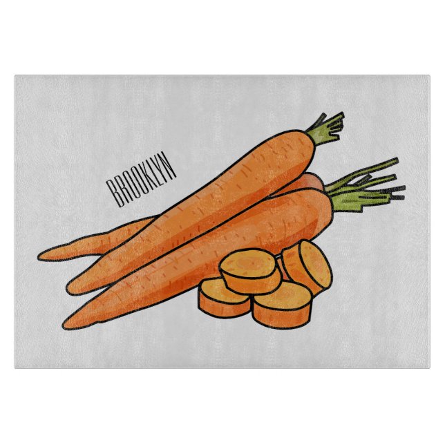 Carrot cartoon illustration cutting board (Front)
