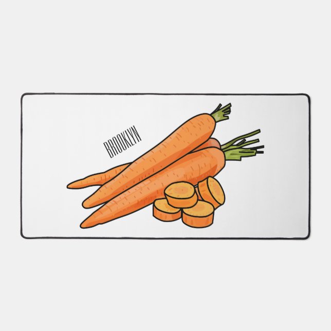 Carrot cartoon illustration desk mat (Front)