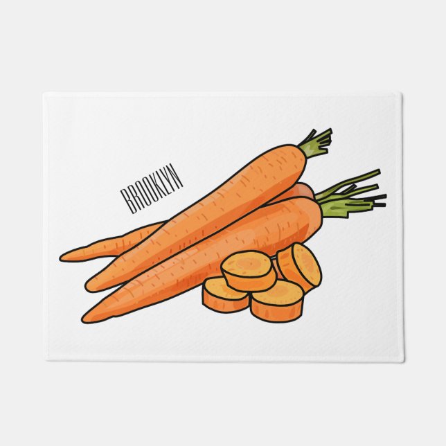 Carrot cartoon illustration doormat (Front)