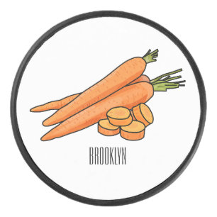 Carrot cartoon illustration hockey puck