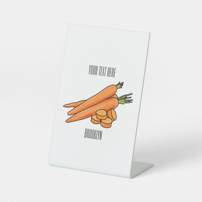 Carrot cartoon illustration pedestal sign (Front)