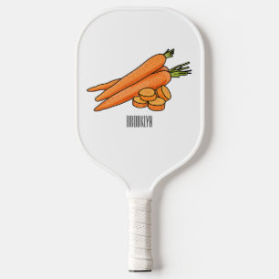 Carrot cartoon illustration pickleball paddle