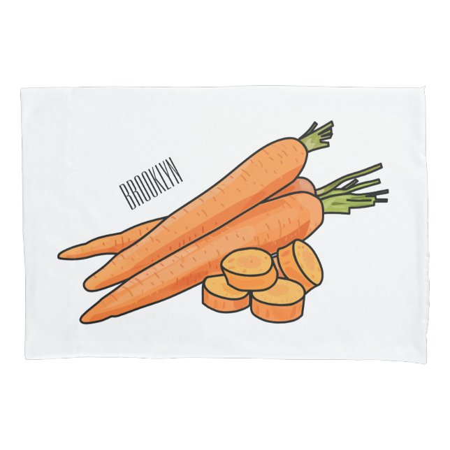 Carrot cartoon illustration pillowcase (Front)