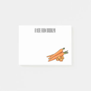 Carrot cartoon illustration post-it notes