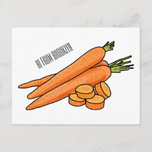 Carrot cartoon illustration postcard