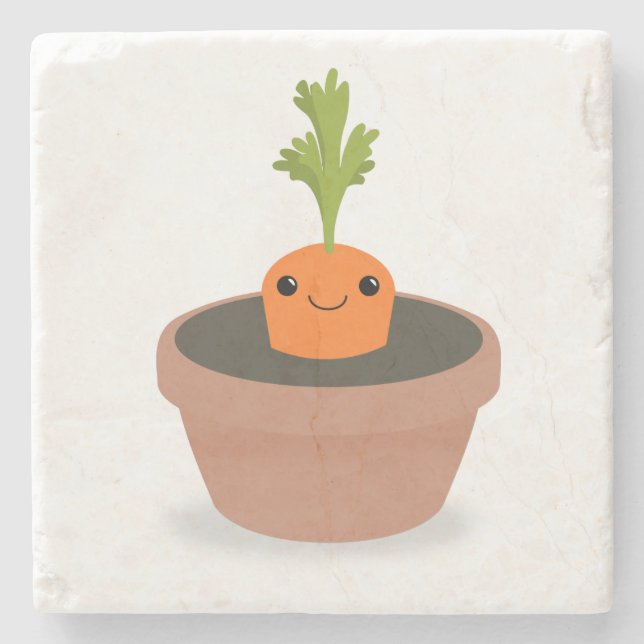 Carrot Character Stone Coaster (Front)