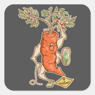 Carrot fighting Funny vegetable Square Sticker