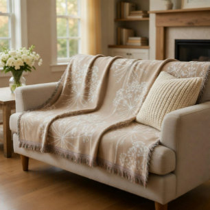 Carrot Flower Silhouette Soft Beige Throw Blanket