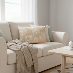 Carrot Flower Silhouette Soft Beige Throw Pillow