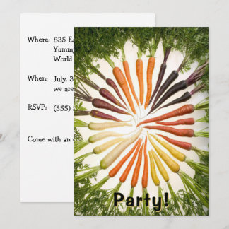 Carrot Garden Colourful Vegetable Rainbow Fun Part Invitation