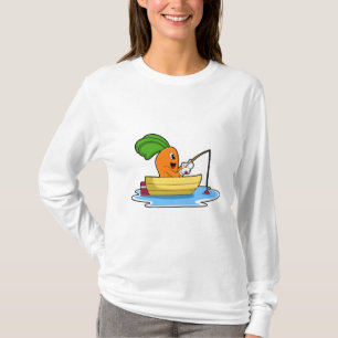 Carrot in Boat at Fishing with Fishing rod T-Shirt