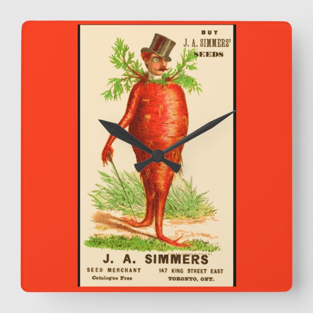 carrot man Victorian trade card Square Wall Clock (Front)