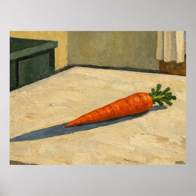 Carrot on a Table Hanging Artwork Poster (Front)