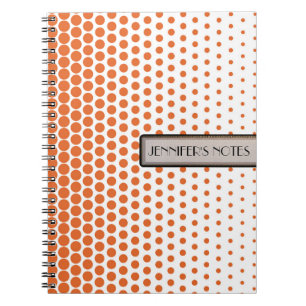 Carrot Orange Polka Dot Elegant Modern White Spiral Notebook