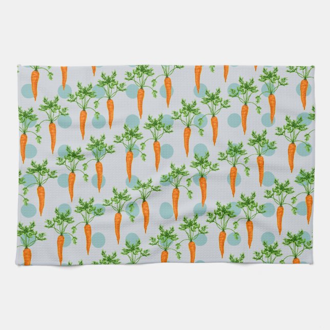 Carrot plant pattern carrots tea towel (Horizontal)