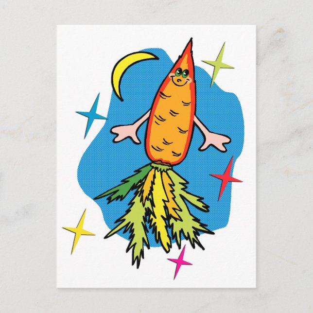 Carrot Rocket Ship Funny Postcard (Front)