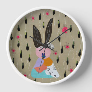 Carrot & Rose Rabbit Clock