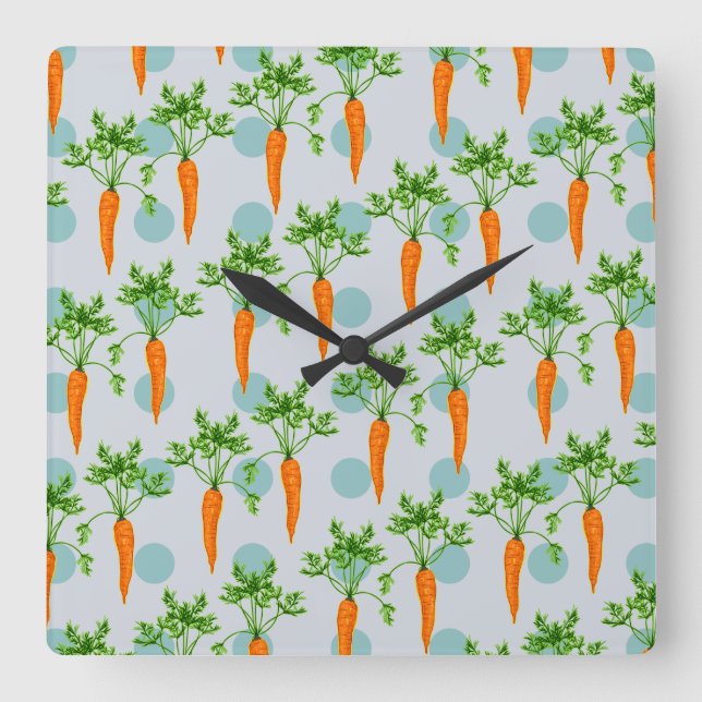 Carrot vegetable pattern square wall clock (Front)
