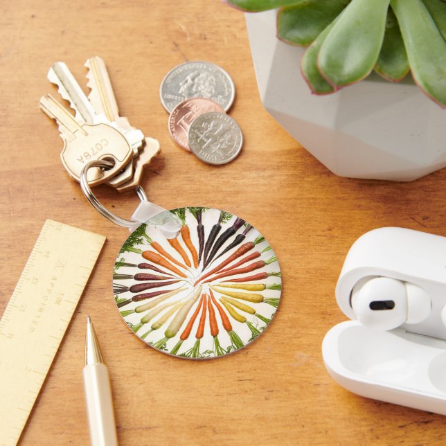 Carrot Vegetables Colourful Rainbow Pattern Garden Key Ring (Desk)