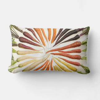 Carrot Vegetables Colourful Rainbow Pattern Garden Lumbar Cushion