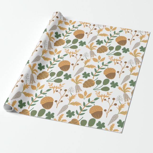 Carrots And Nuts Pattern Wrapping Paper (Unrolled)