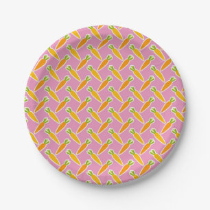 Carrots Easter Bunny Spring Summer Garden Pink Paper Plate