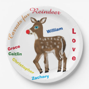 Carrots for Reindeer Kids Names Paper Plate
