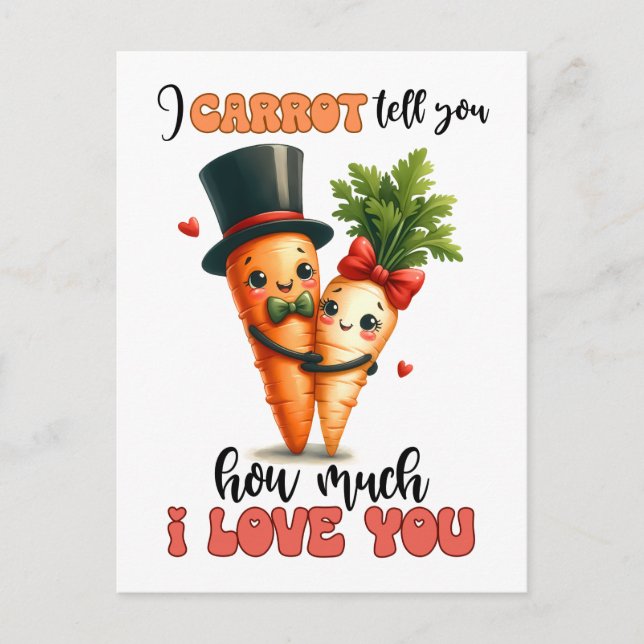 Carrots Love You Punny Valentine Postcard (Front)