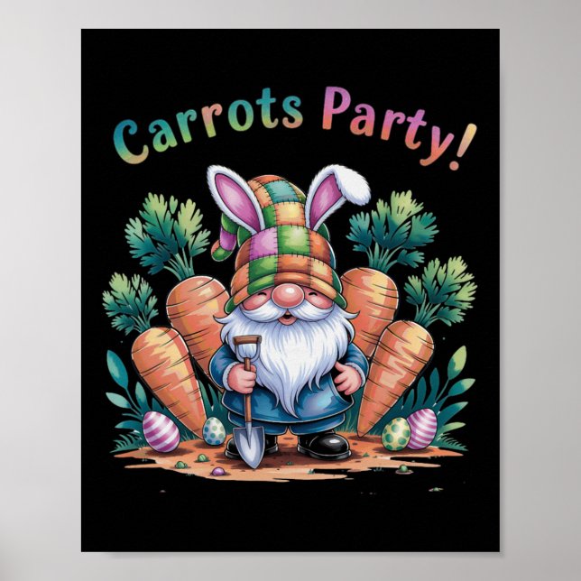 Carrots Party Easter Gnome  Poster (Front)