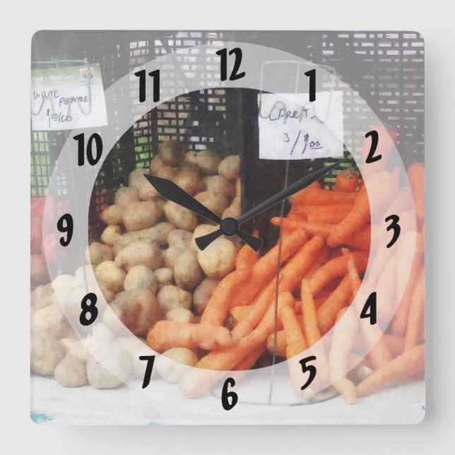 Carrots, Potatoes and Honey Square Wall Clock (Front)