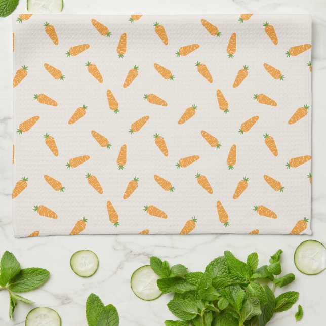 Carrots Vegetables pattern personalised Tea Towel (Folded)