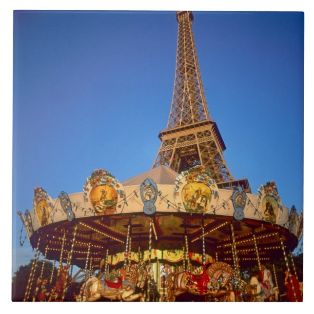 Carrousel, Eiffel Tower, Paris, France Tile (Front)