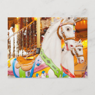 Carrousel horse Vintage Merry go round Postcard
