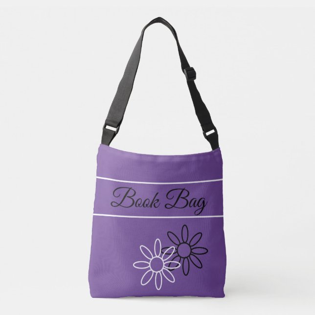 Carry books or other items in this pretty purple  crossbody bag (Front)