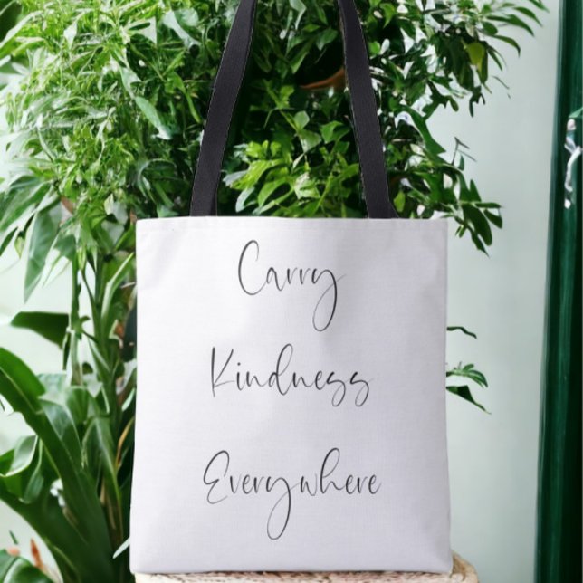 Carry Kindness Everywhere Script Inspirational Tote Bag (Creator Uploaded)