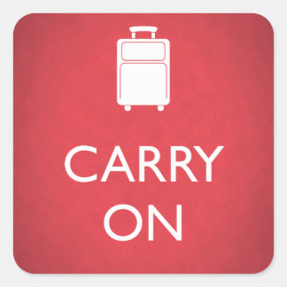 CARRY ON - Luggage - Funny Red Square Sticker